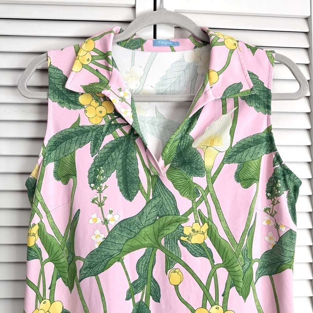 J.McLaughlin Catalina Cloth Ayla Dress Lily Frond Light Pink Green Size Medium - Picture 5 of 8